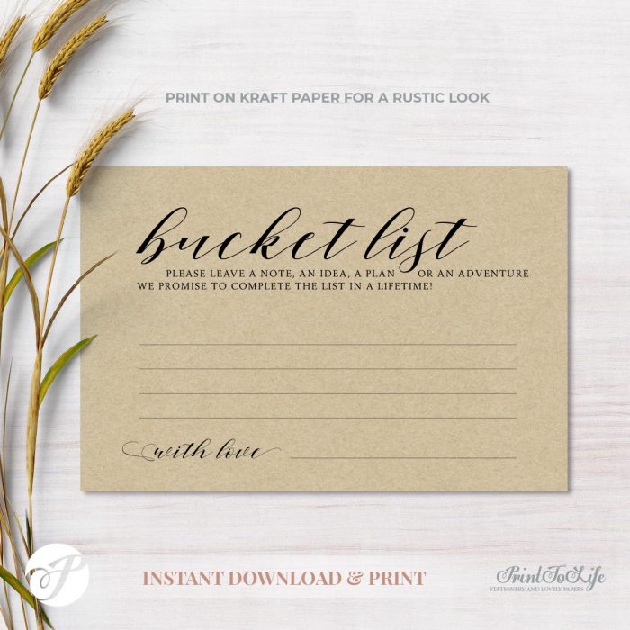Bucket List Card by Printolife