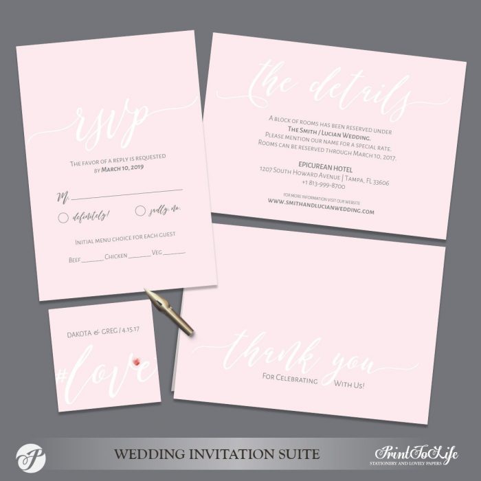Blush Wedding Enclosure Cards by Printolife