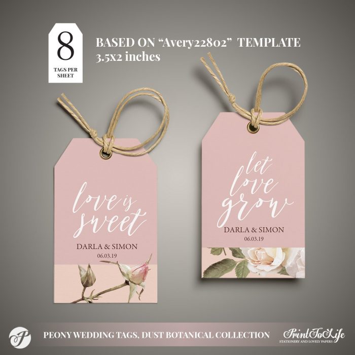 Peony Wedding Favor Tags by Printolife