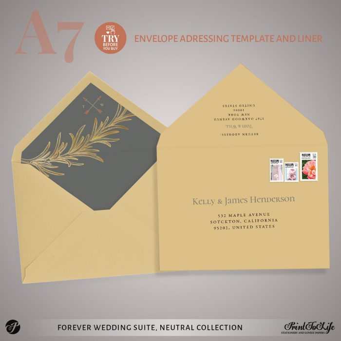 Envelope addressing template Forever Wedding Suite by Printolife