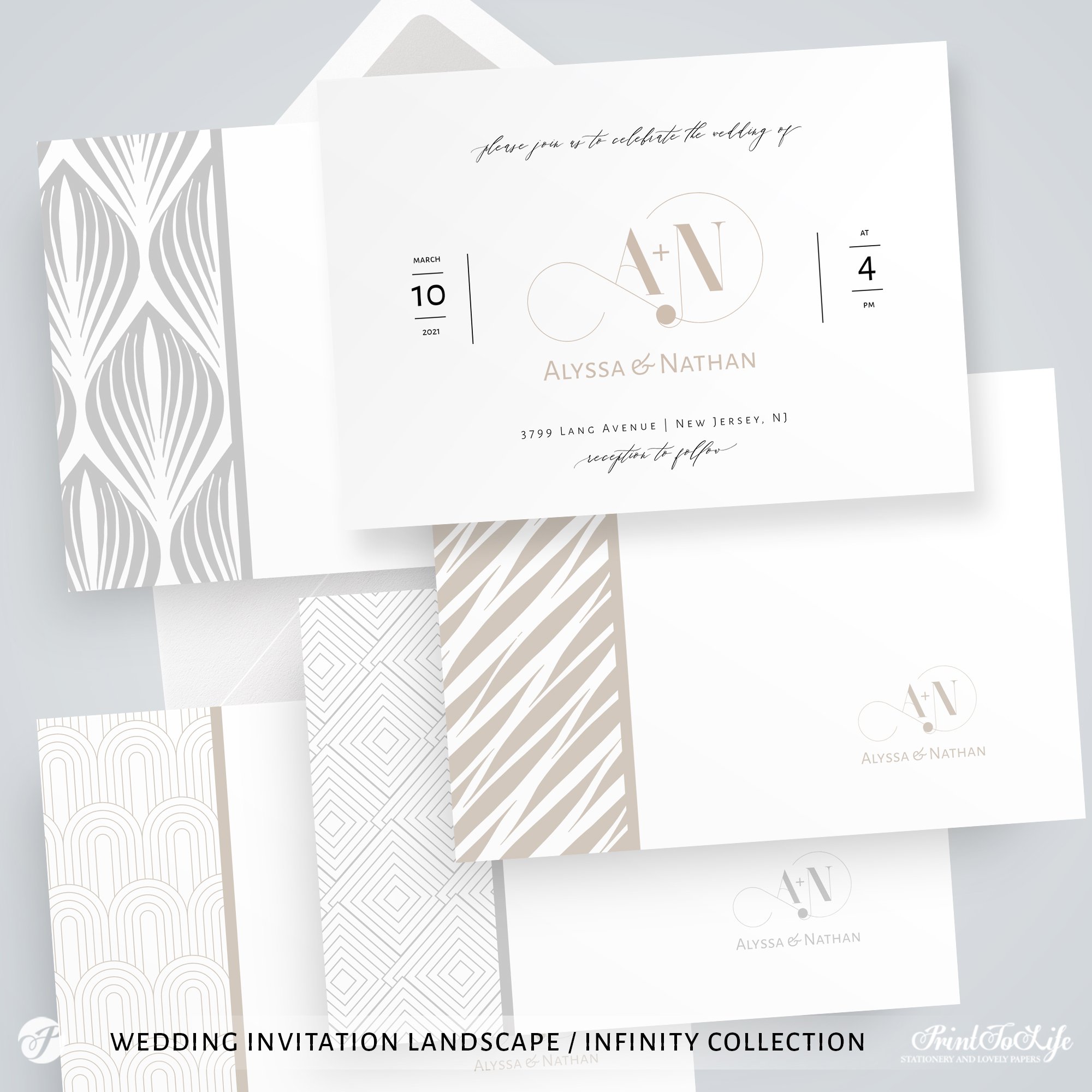 Wedding logo + Monogrammed Invitation Suite  23 Logo Made to order +  Editable Set of 23 templates  Infinity Collection With Celebrate It Templates Place Cards