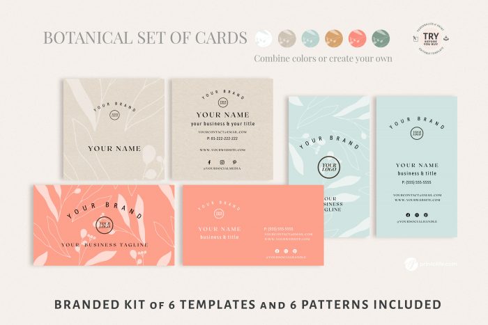 botanical business cards by Printolife