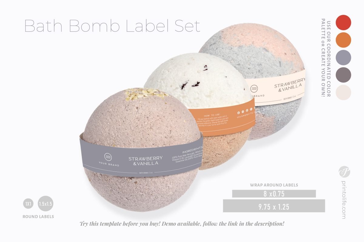 Printable Bath Bomb Labels, 6 Apothecary Style Wraps and Stickers ...