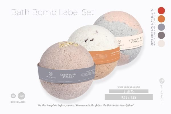 Printable Bath Bomb Labels Apothecary Style by Printolife