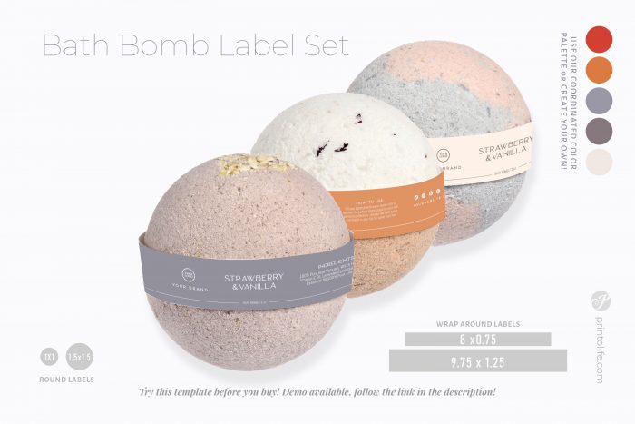 Printable Bath Bomb Labels Apothecary Style by Printolife