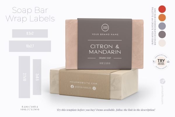 Soap Label Template Apothecary Style by Printolife